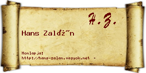 Hans Zalán névjegykártya